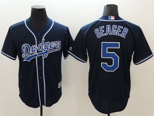 Dodgers #5 Corey Seager Navy Blue New Cool Base Stitched MLB Jersey - Click Image to Close